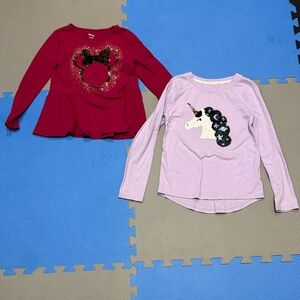 Kids Long Sleeve Unicorn and minnie mouse tops size 6